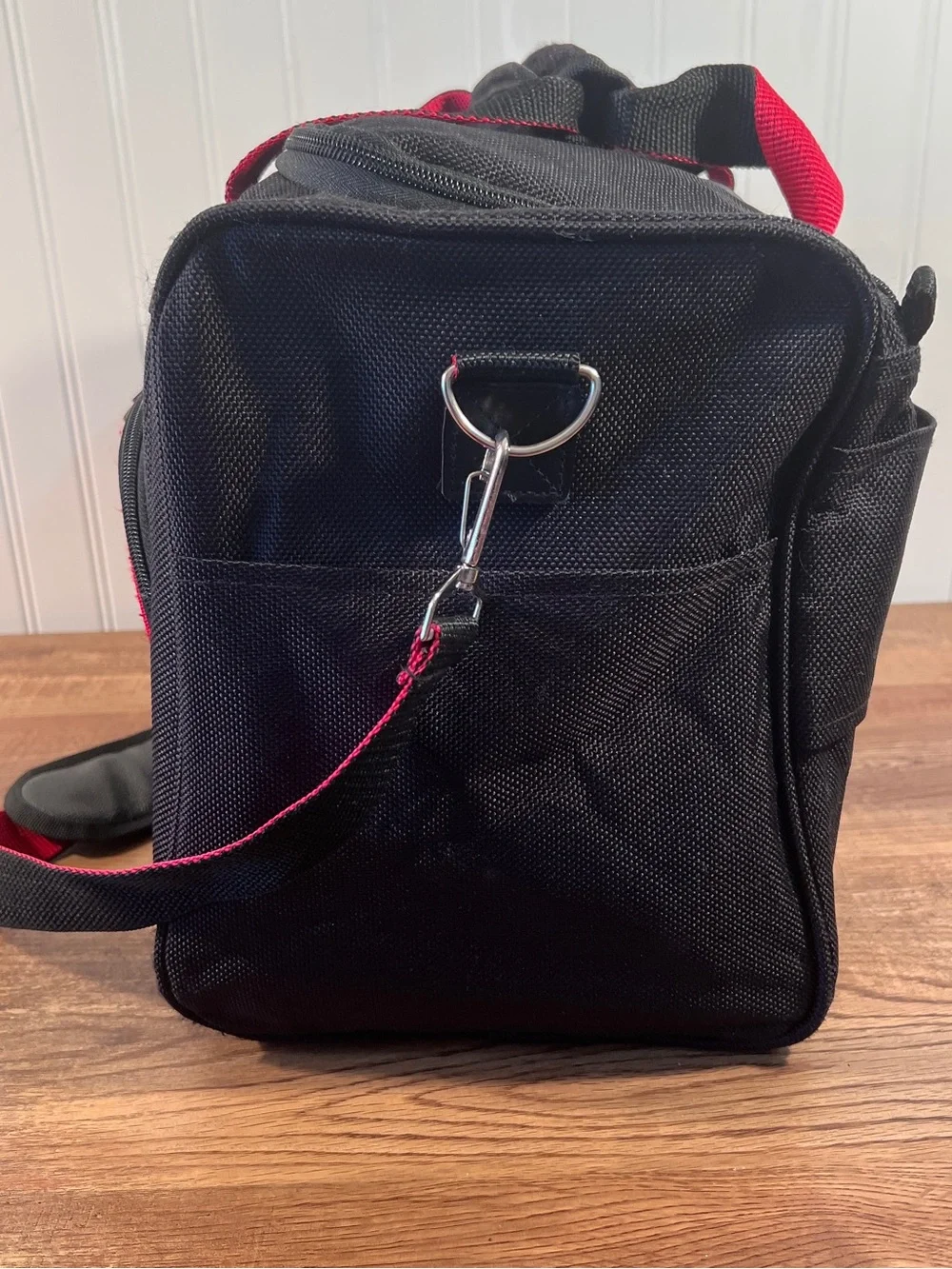 Chaps Black Travel Duffel Bag with Red Trim Overnight Bag